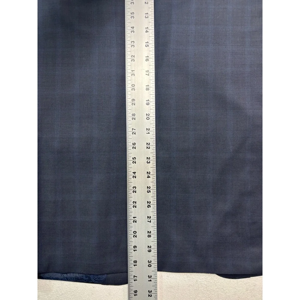 Ermenegildo Zegna Italy 54 44R Navy Windowpane Blazer Jacket Sport Suit Coat